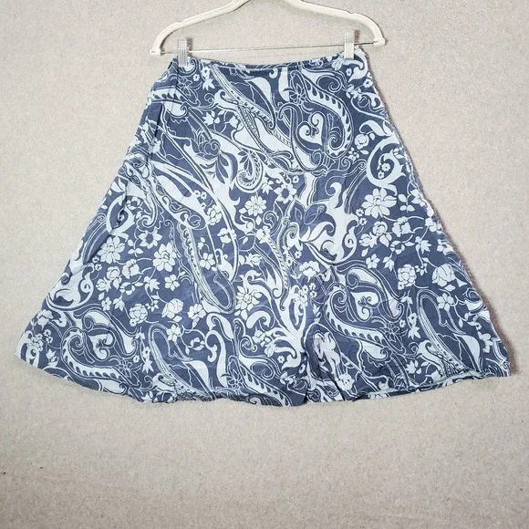VINTAGE The Limited Women Skirt 4 Blue‎ Floral Paisley A Line 90s - Picture 5 of 8